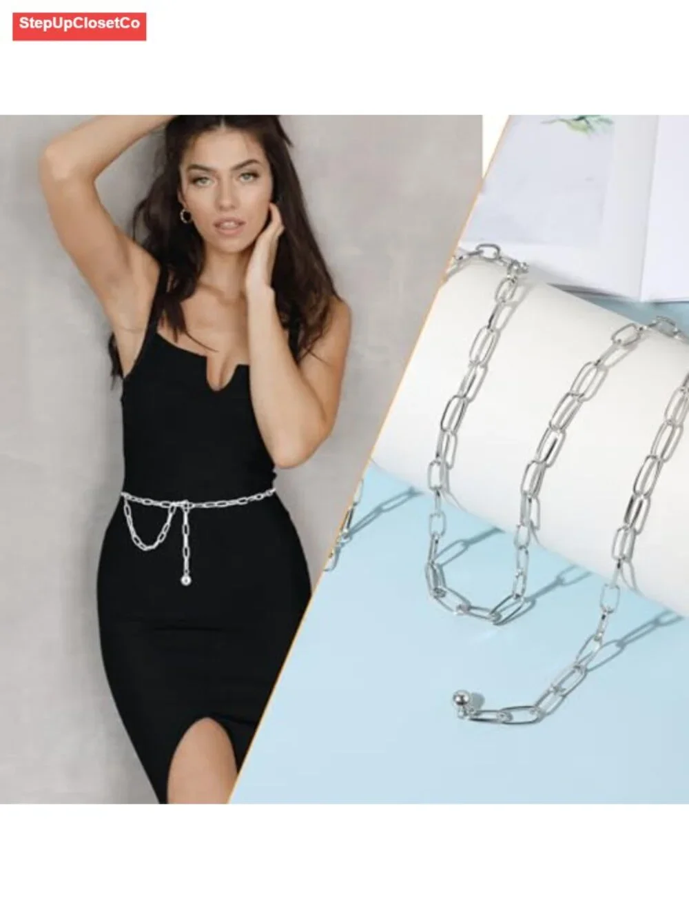 Adjustable Metal Chain Belt for Women Western Waist Belt for Jeans Dresses